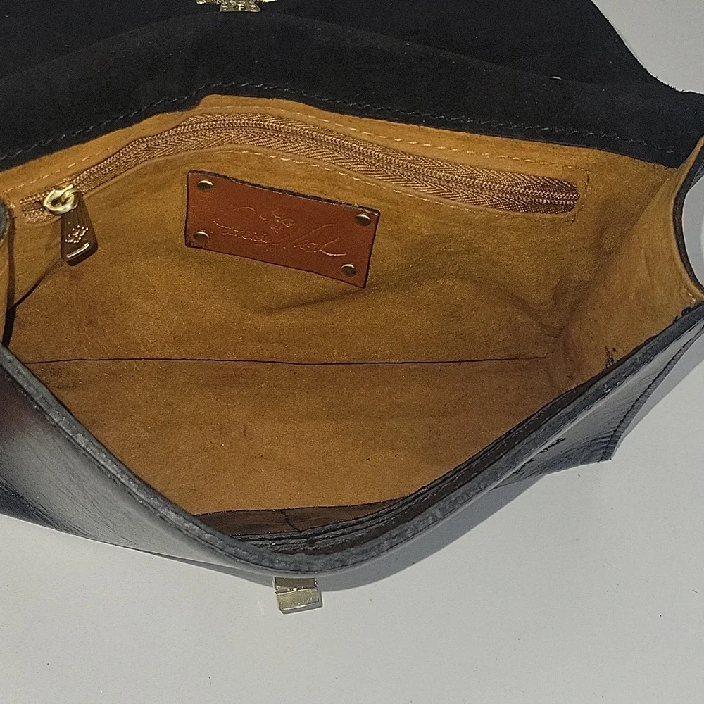 Patricia Nash Black Leather Chain-Shoulder Crossbody Shoulder Bag